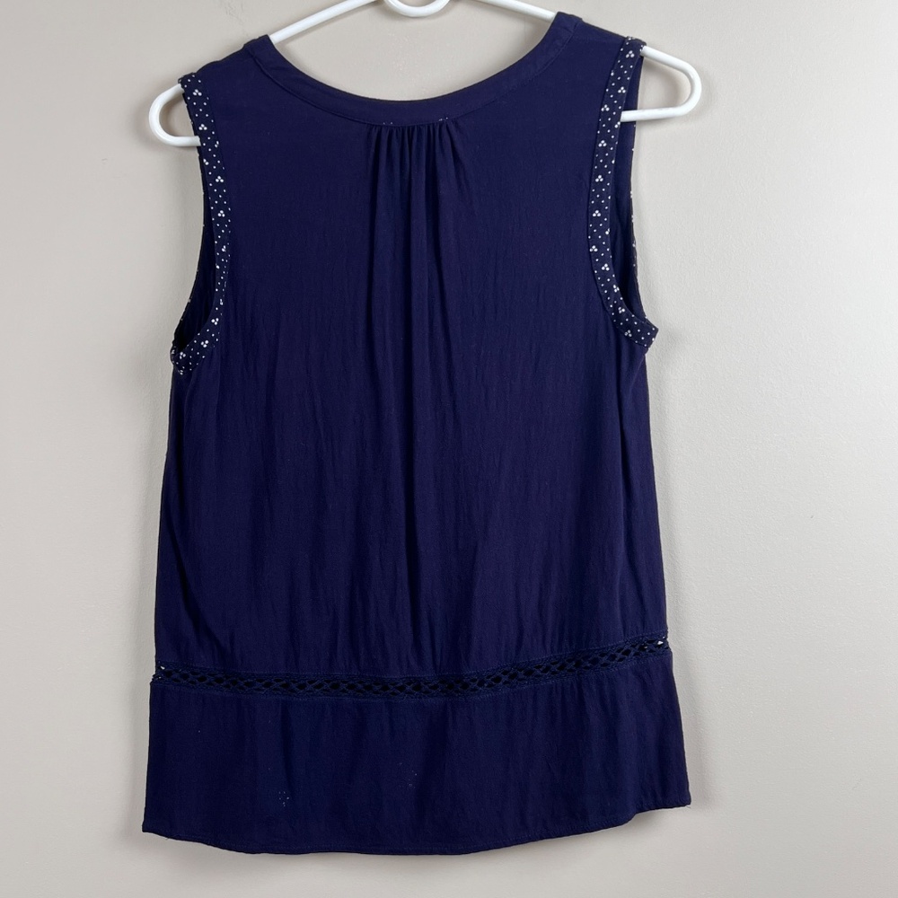 Skies Are Blue Women's Small Royal Blue Sleeveless Career Top Split Neck EUC - Picture 5 of 8